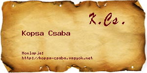 Kopsa Csaba névjegykártya